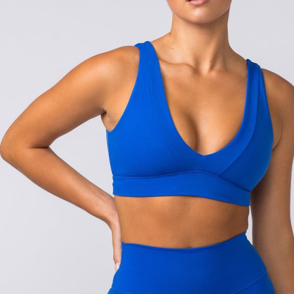 Custom V neck Backless Gym Yoga Top Manufacturer | Push Up Running Activewear Sports Bra supplier