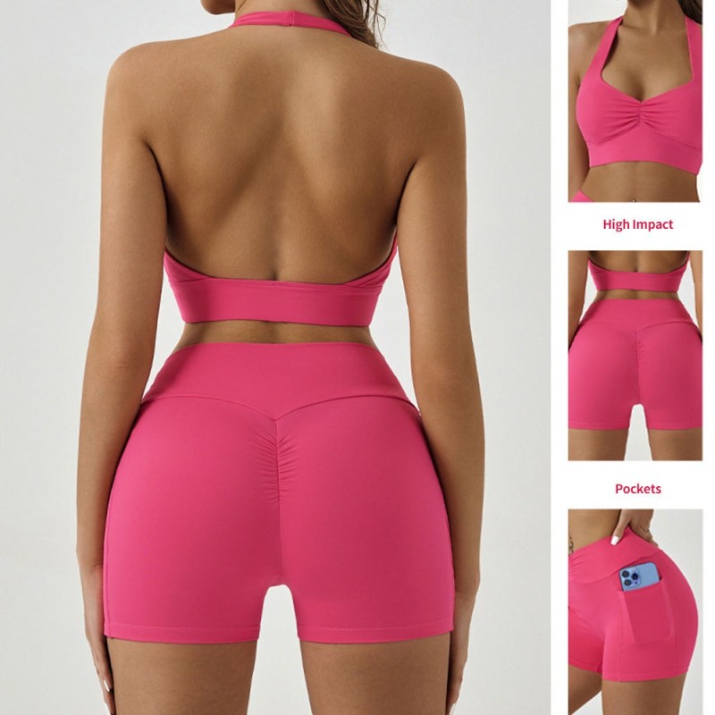Sweat-Wicking Custom Sports Bra And Short Manufacturer | 2 Piece Workout Fitness Clothes suppliers - 图片 5