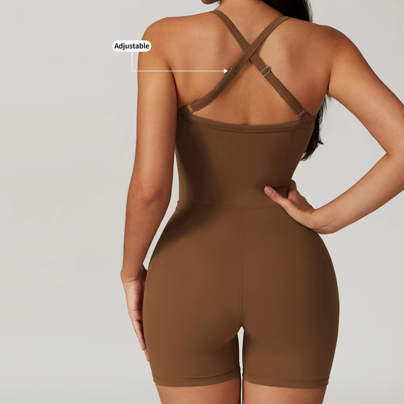 Sleeveless Bodysuits One Piece Jumpsuit Manufacturer | Fitness Shorts Yoga Jumpsuit suppliers - 图片 4