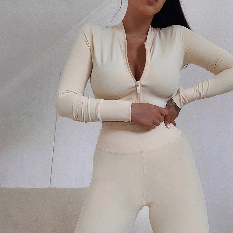 Nylon Zipper Tops jackets Clothing Manufacturer | Yoga Suit 2 Pieces Womens suppliers - 图片 2