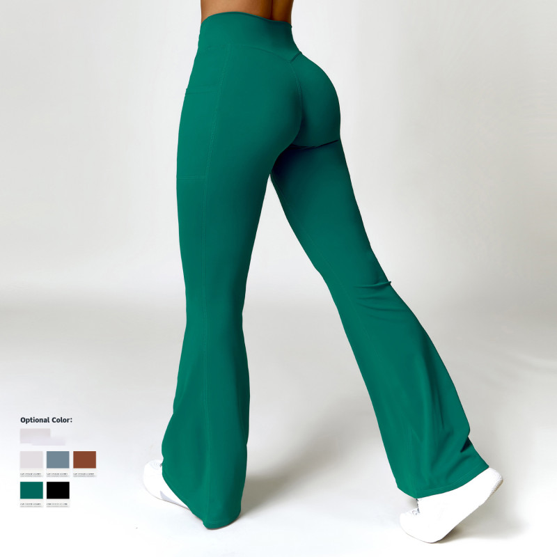 Butt lift yoga leggings Manufacturer | High Waist bell-bottoms exercise Wide leggings suppliers - 图片 2