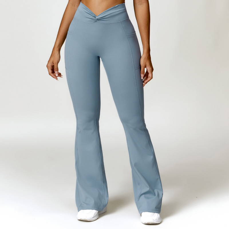 Butt lift yoga leggings Manufacturer | High Waist bell-bottoms exercise Wide leggings suppliers - 图片 4