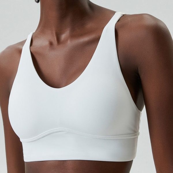 V Neck Cross Strap Women Gym Bra Top supplier | Custom Workout Running Sports Bra Vendor - 图片 5