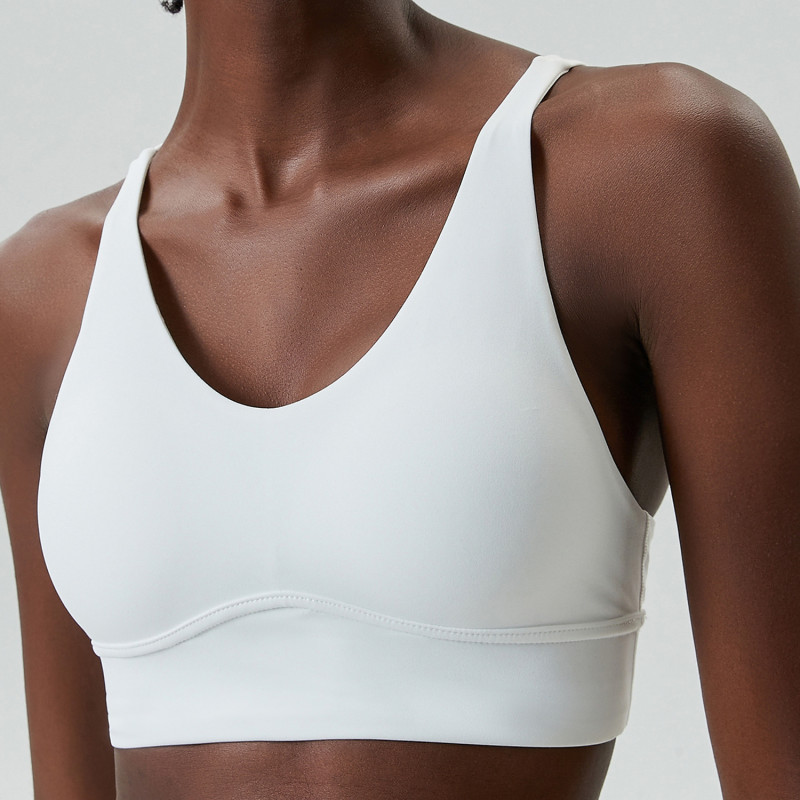 V Neck Cross Strap Women Gym Bra Top supplier | Custom Workout Running Sports Bra Vendor - 图片 5