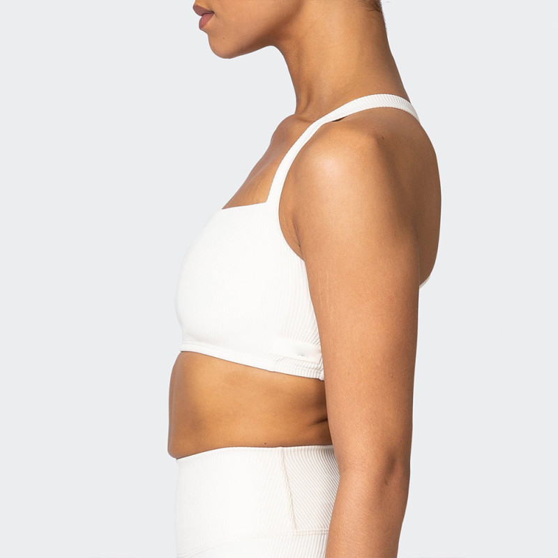 Compression Ribbed Sports Bra supplier | Custom Cross Back Ladies Nylon Spandex Sports Bra Vendor - 图片 4