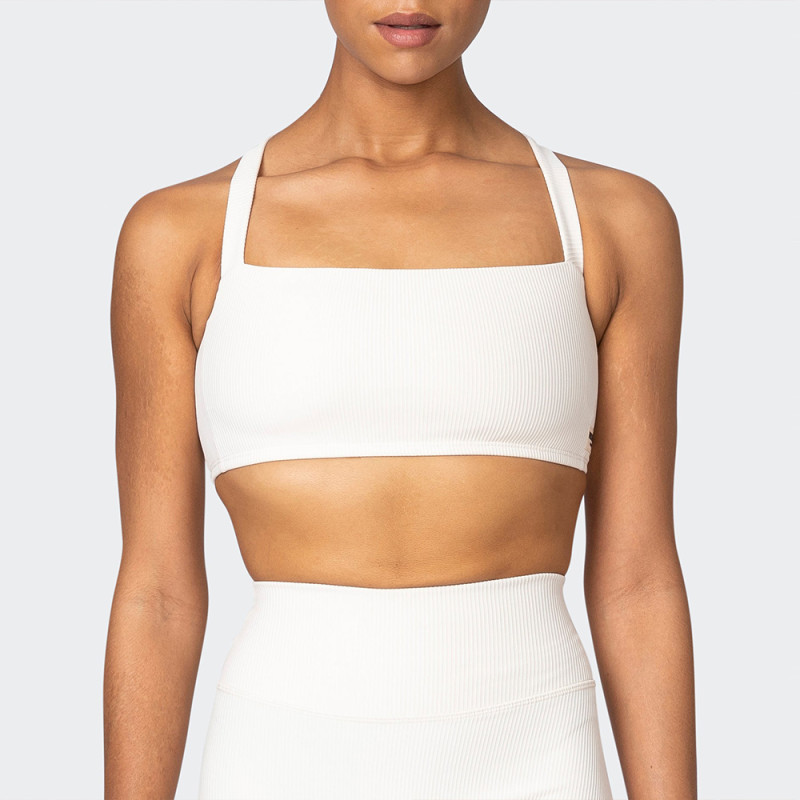 Compression Ribbed Sports Bra supplier | Custom Cross Back Ladies Nylon Spandex Sports Bra Vendor - 图片 3