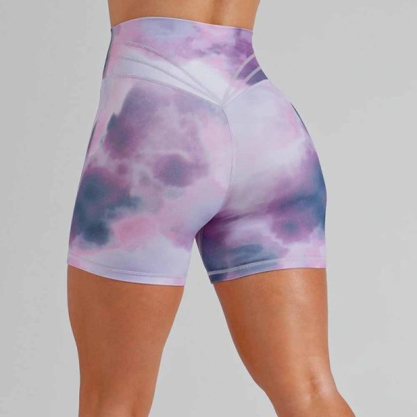 Custom High Waist Tie-dye Gym Shorts Manufacturer | Women Women Running Sport Shorts Supplier - 图片 2