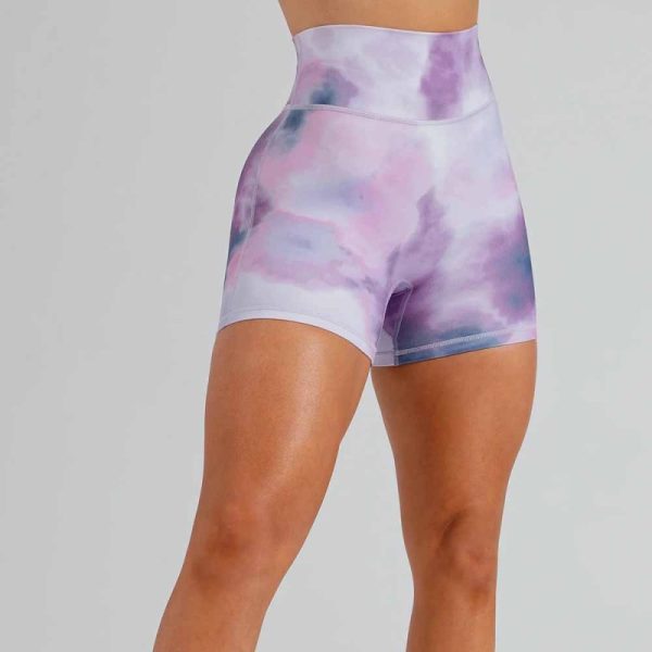 Custom High Waist Tie-dye Gym Shorts Manufacturer | Women Women Running Sport Shorts Supplier - 图片 3