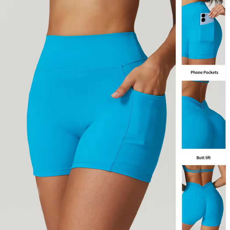 Custom Running Yoga Shorts Pocket Manufacturer | Gym Fitness High Waist Women Shorts Supplier - 图片 5