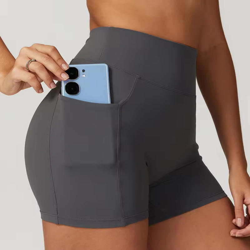 Custom Running Yoga Shorts Pocket Manufacturer | Gym Fitness High Waist Women Shorts Supplier - 图片 3