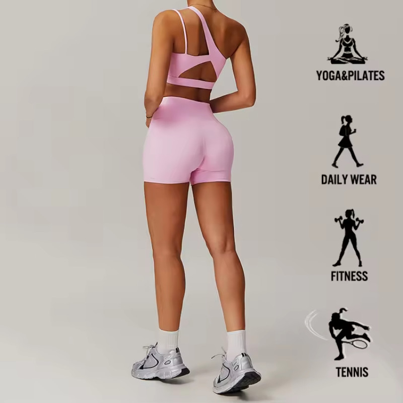 One Shoulder Irregular Straps Sport Bra supplier | Custom Sport Fitness Bra Vendor - 图片 2