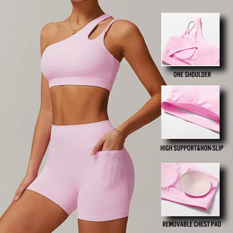 One Shoulder Irregular Straps Sport Bra supplier | Custom Sport Fitness Bra Vendor - 图片 3