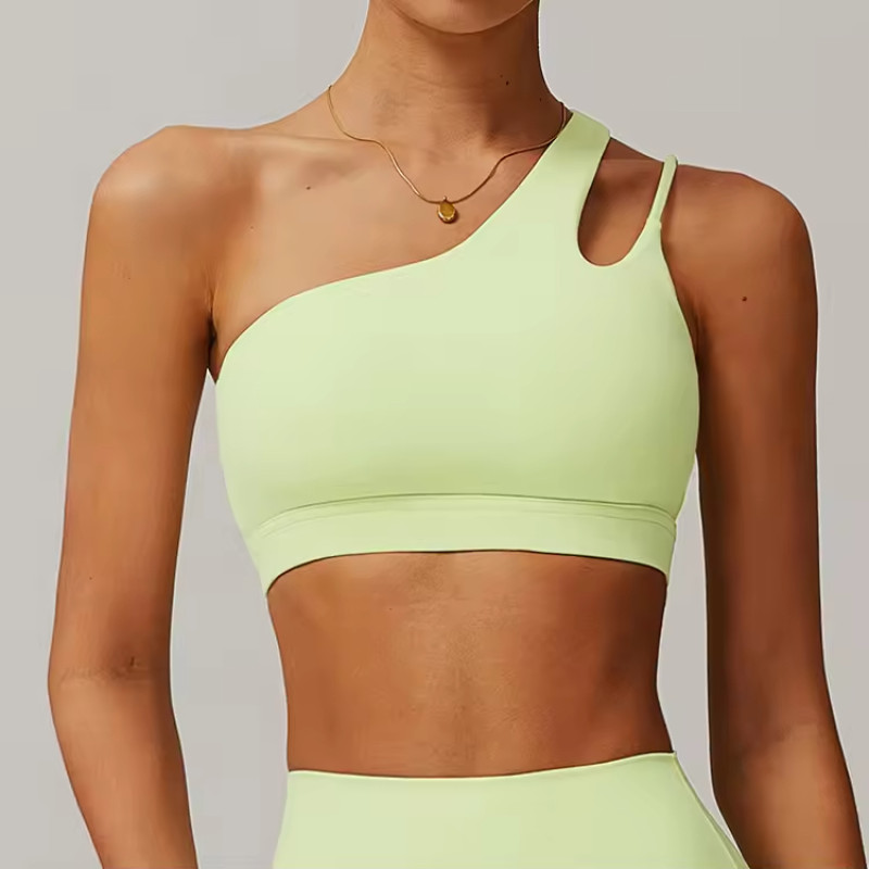 One Shoulder Irregular Straps Sport Bra supplier | Custom Sport Fitness Bra Vendor - 图片 4