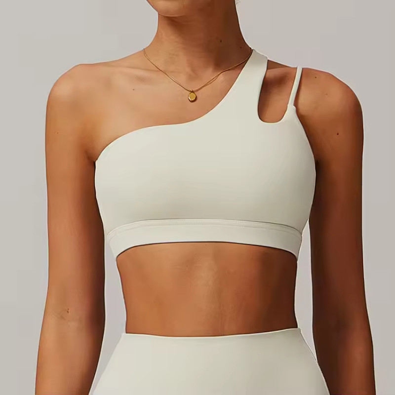 One Shoulder Irregular Straps Sport Bra supplier | Custom Sport Fitness Bra Vendor - 图片 5