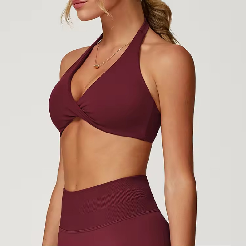Backless ront Knot Style Sports Bra supplier | Custom Sport Running Gym Bra Vendor - 图片 5