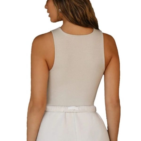 Gym Fitness Wear Manufacturer | Ribbed Spandex Sleeveless Yoga Top | High Square Neck Tank Top - 图片 4