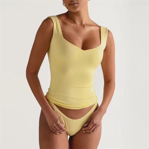 nylon v neck tank top Manufacturer | low back blank soft fitness tank Tank Tops factory - 图片 3