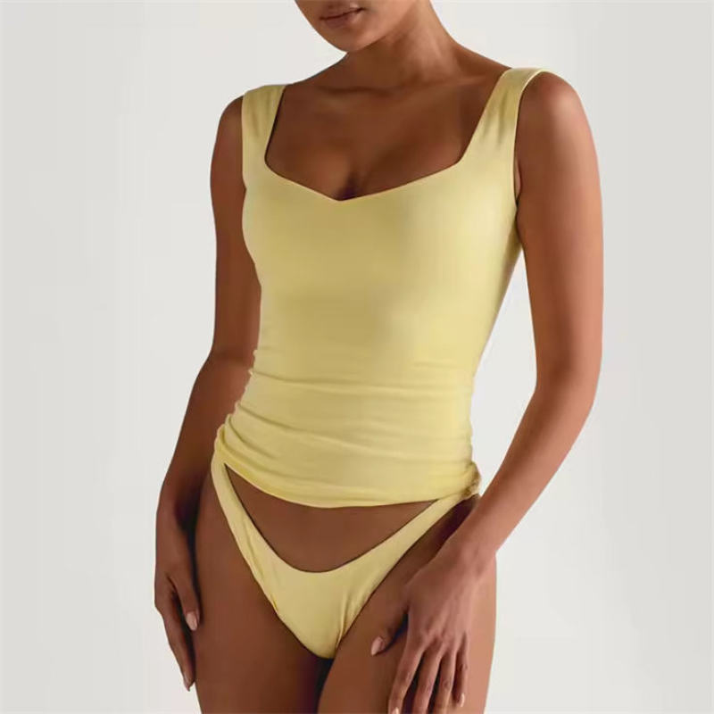 nylon v neck tank top Manufacturer | low back blank soft fitness tank Tank Tops factory