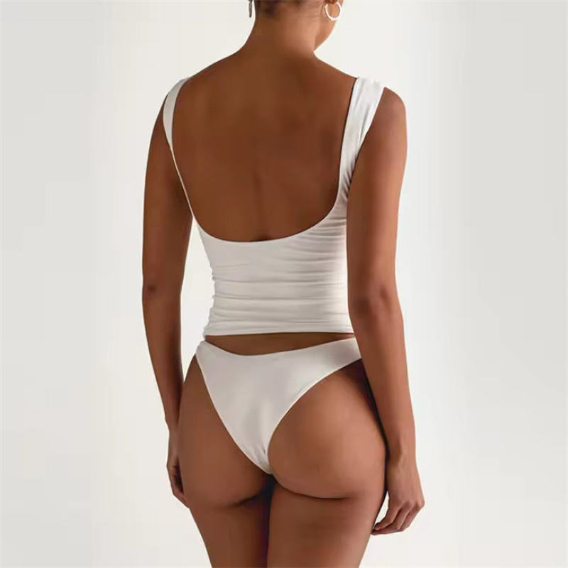 nylon v neck tank top Manufacturer | low back blank soft fitness tank Tank Tops factory - 图片 5