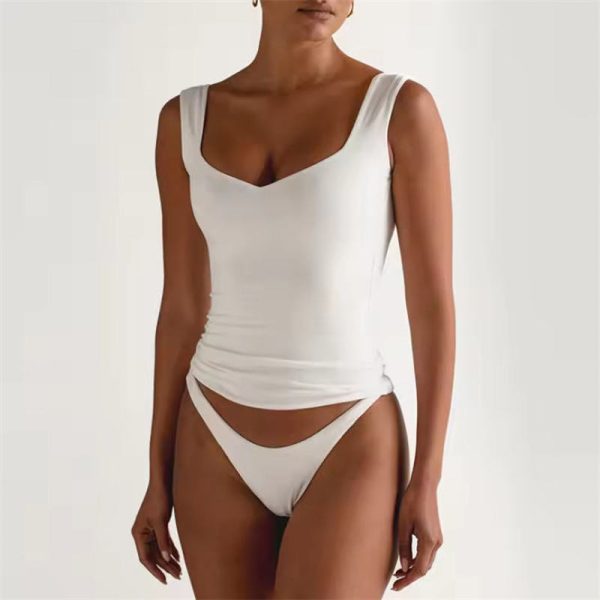 nylon v neck tank top Manufacturer | low back blank soft fitness tank Tank Tops factory - 图片 4