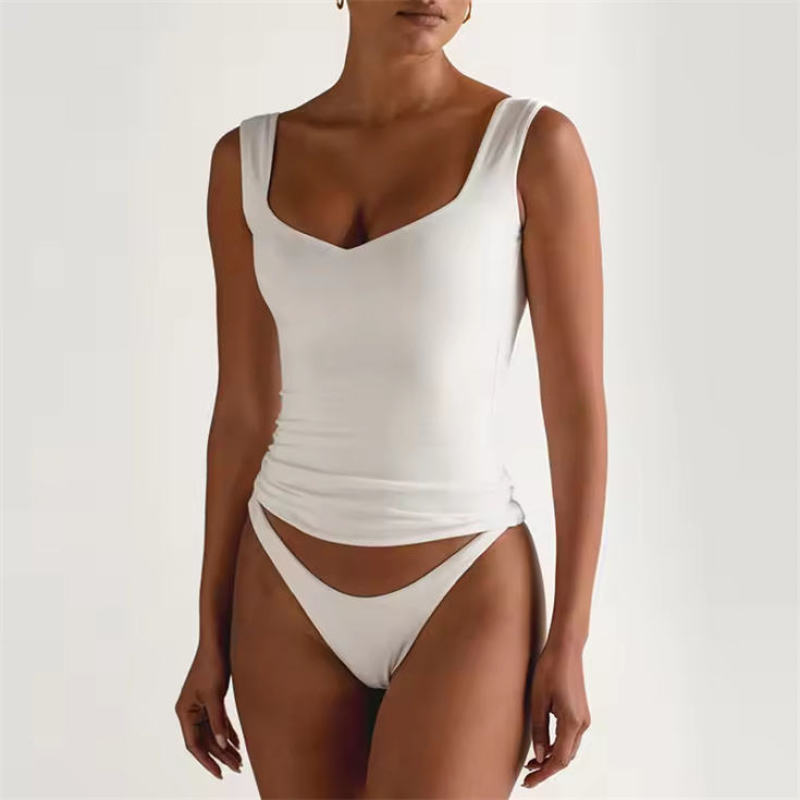 nylon v neck tank top Manufacturer | low back blank soft fitness tank Tank Tops factory - 图片 4