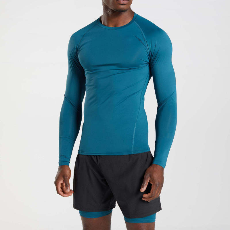 Custom Logo Quick Dry Athletic Baselayer Shirt Manufacturers 丨 Men Long Sleeve Sports Workout Compression T-Shirt factory - 图片 2