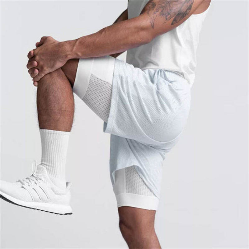 Men's Workout Gym Athletic Manufacturers 丨 2 In 1 Running Mesh Shorts With Pockets factory - 图片 2