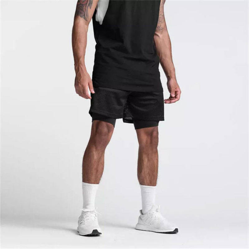 Men's Workout Gym Athletic Manufacturers 丨 2 In 1 Running Mesh Shorts With Pockets factory - 图片 3