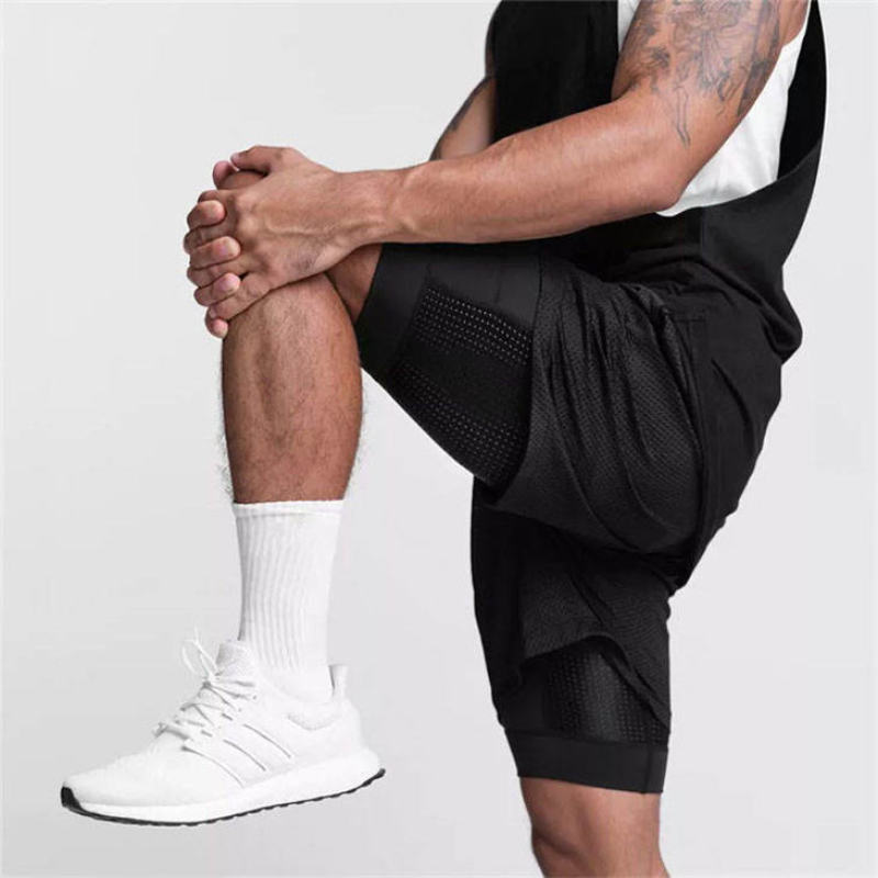 Men's Workout Gym Athletic Manufacturers 丨 2 In 1 Running Mesh Shorts With Pockets factory - 图片 4