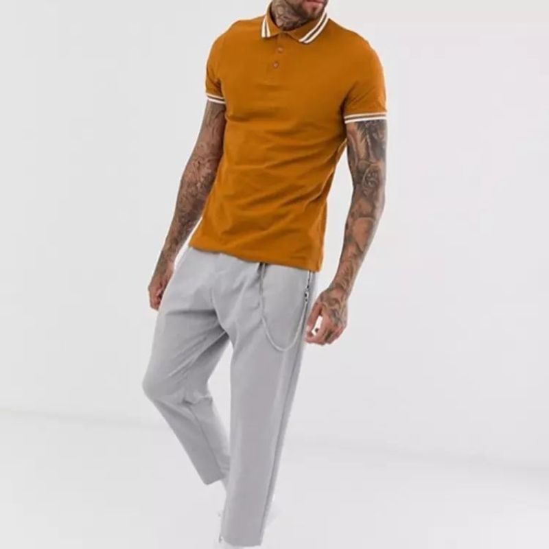 Slim Fit custom fitness Polo shirt T-Shirt Manufacturers 丨short sleeve 100% cotton Casual Solid Color T-Shirt factory - 图片 4