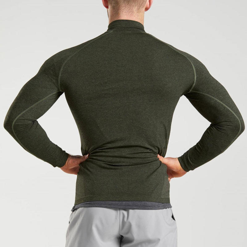 Custom Long Sleeve Men Compression Shirts Manufacturers 丨 Half Zip Turtle Neck Athletic T-Shirt factory - 图片 2