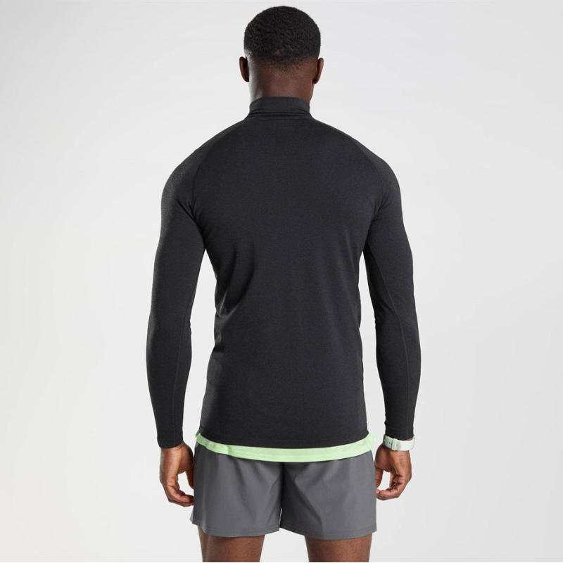 Custom Long Sleeve Men Compression Shirts Manufacturers 丨 Half Zip Turtle Neck Athletic T-Shirt factory - 图片 5