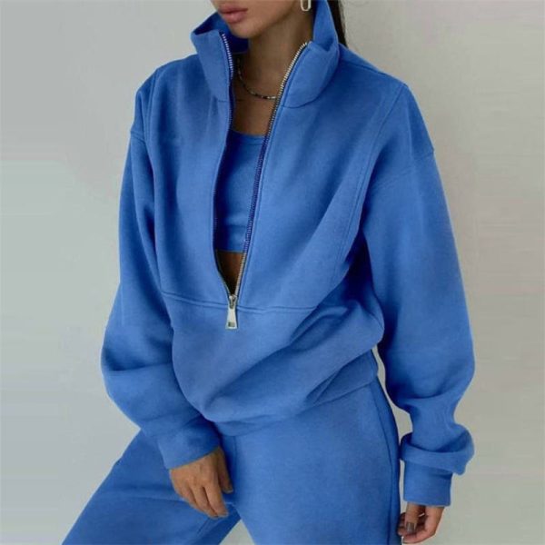 Oversize Half Zip Up Hoodie Manufacturer | Custom Women Fleece Pullover Sweatshirt factory - 图片 5