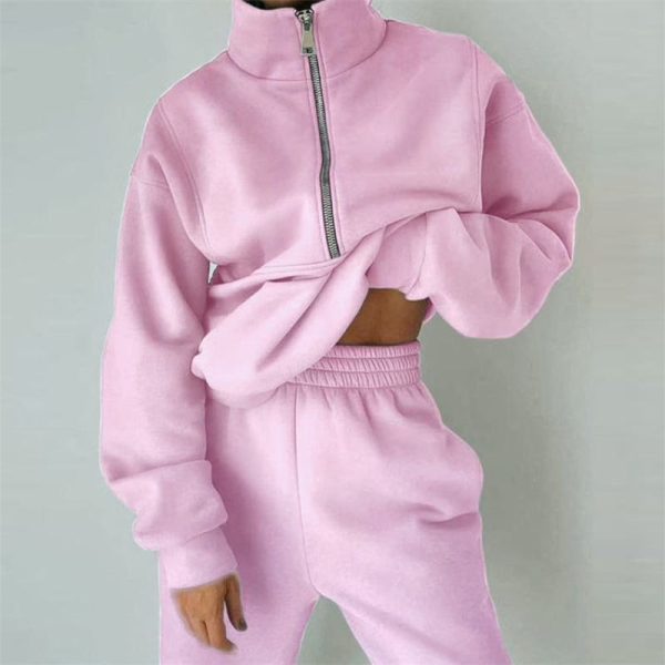 Oversize Half Zip Up Hoodie Manufacturer | Custom Women Fleece Pullover Sweatshirt factory - 图片 2