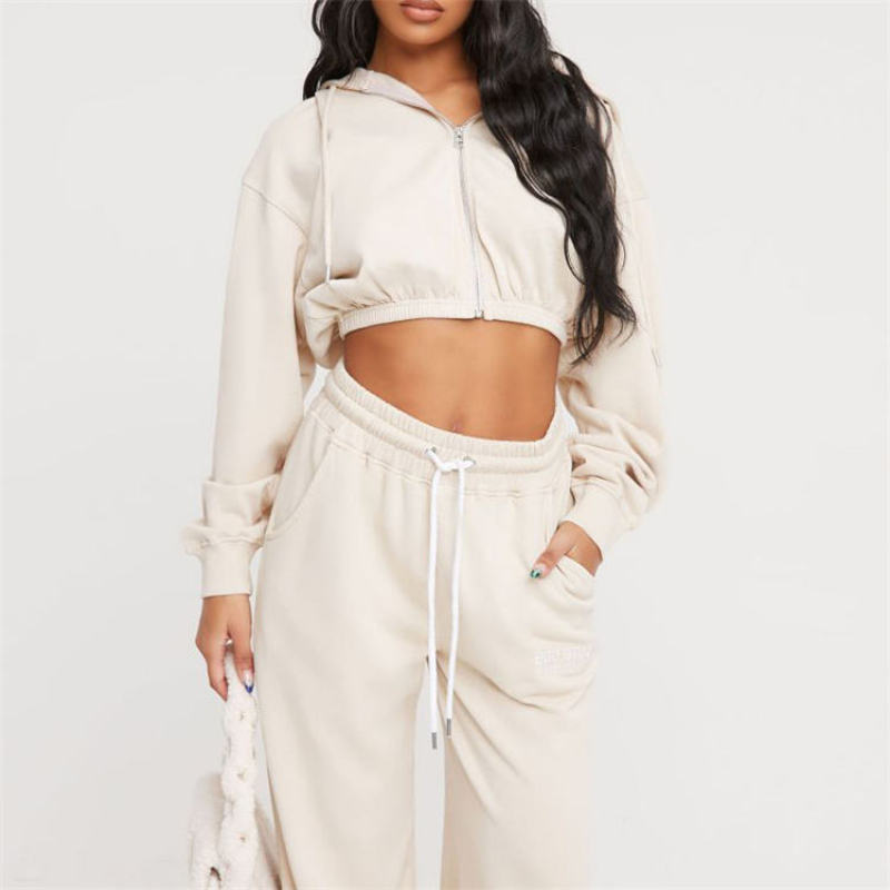 Elasticated Hem Zip Up Crop Hoodies Manufacturer | Custom Soft Fleece Custom Drawstring Y2k Drawstring Hoodies factory - 图片 4