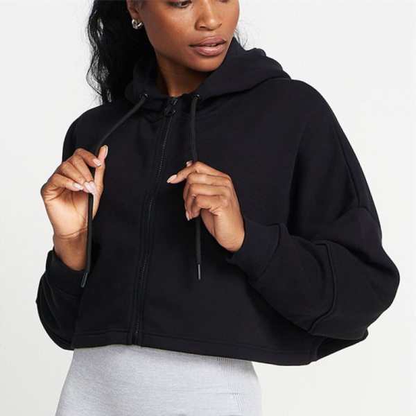 Long Sleeve Oversize Zip Hoodie Manufacturer | CustomCustom Cropper Hoodies Silk-Screen Hoodies factory - 图片 3