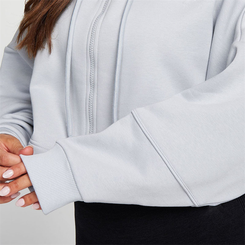 Long Sleeve Oversize Zip Hoodie Manufacturer | CustomCustom Cropper Hoodies Silk-Screen Hoodies factory - 图片 4