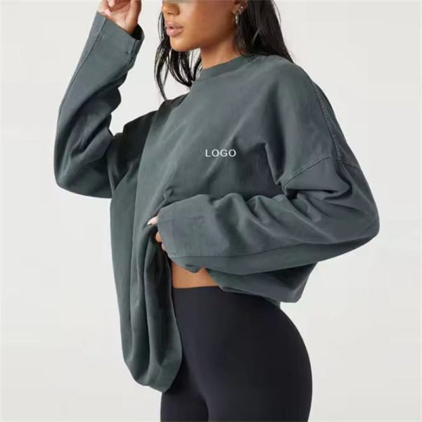 Athletic Wear Women Loose Sweatshirt Manufacturer | Custom Crewneck Long Sleeve Sweatshirt factory - 图片 3