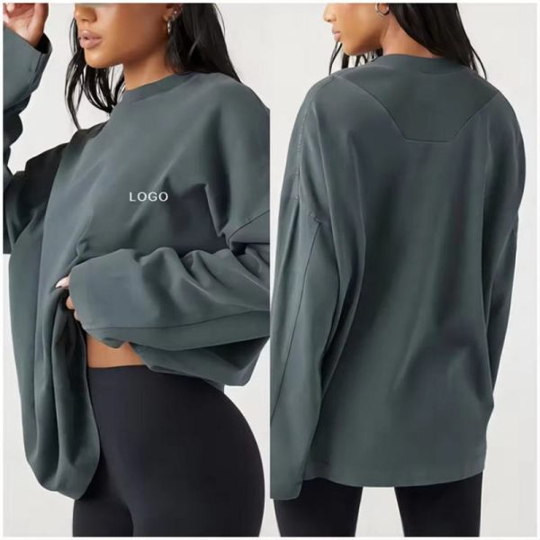 Athletic Wear Women Loose Sweatshirt Manufacturer | Custom Crewneck Long Sleeve Sweatshirt factory - 图片 2