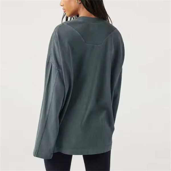 Athletic Wear Women Loose Sweatshirt Manufacturer | Custom Crewneck Long Sleeve Sweatshirt factory - 图片 4