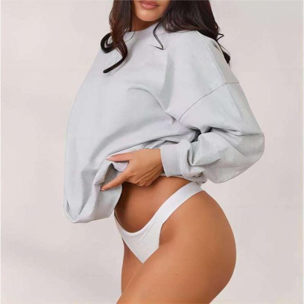 Athletic Wear Top Oversized Sweatshirt Manufacturer | Custom Women Clothes Loose Crew Neck Sweatshirt factory - 图片 2
