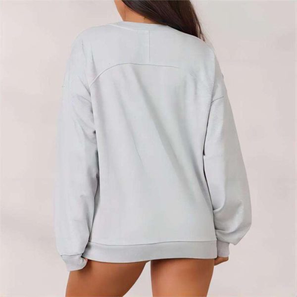 Athletic Wear Top Oversized Sweatshirt Manufacturer | Custom Women Clothes Loose Crew Neck Sweatshirt factory - 图片 3