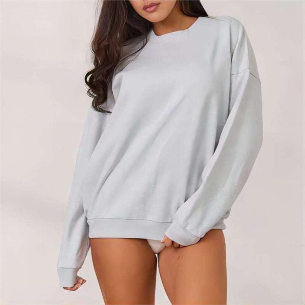 Athletic Wear Top Oversized Sweatshirt Manufacturer | Custom Women Clothes Loose Crew Neck Sweatshirt factory - 图片 5