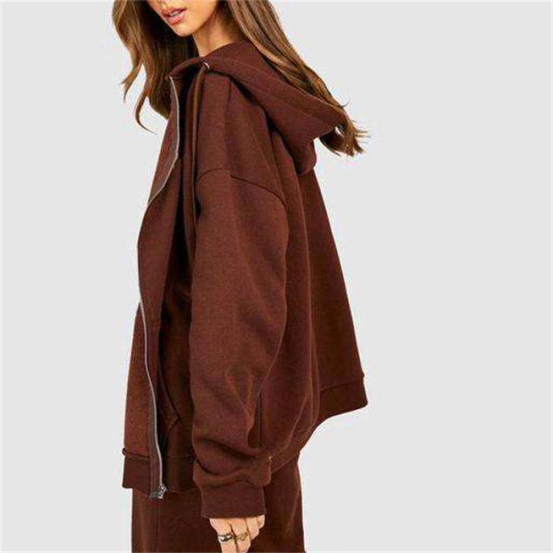 Full zip up blank jacket hoodies Manufacturer | Custom print logo terry oversize loose hoodies factory - 图片 2