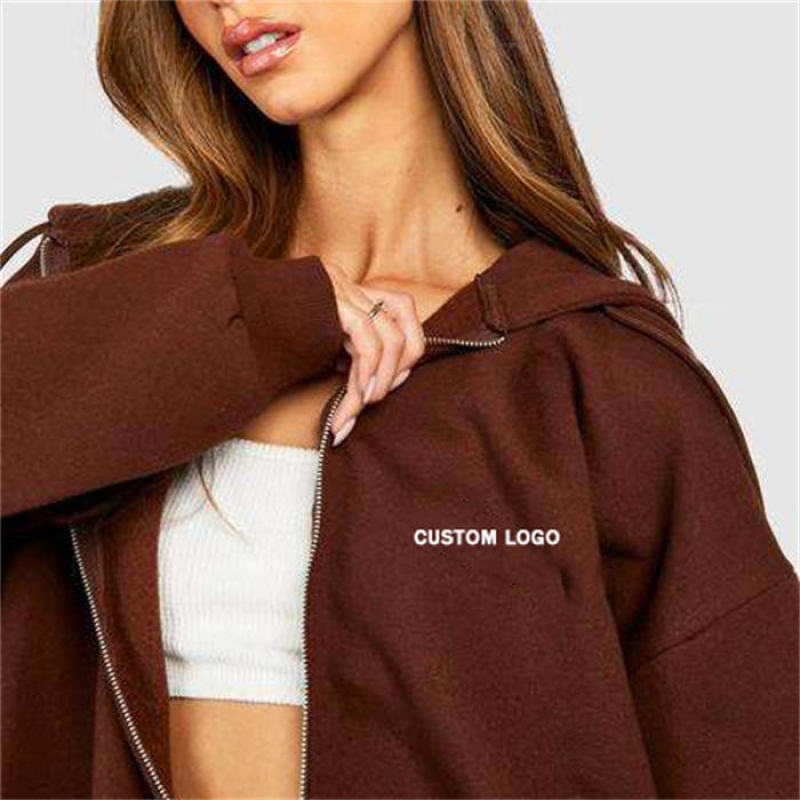 Full zip up blank jacket hoodies Manufacturer | Custom print logo terry oversize loose hoodies factory - 图片 3