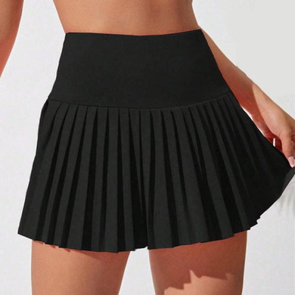 Sportswear nylon Pleated Tennis Skirt Manufacturer | Women's black Running High Waisted Lightweight Skirt For Girl Factory - 图片 4