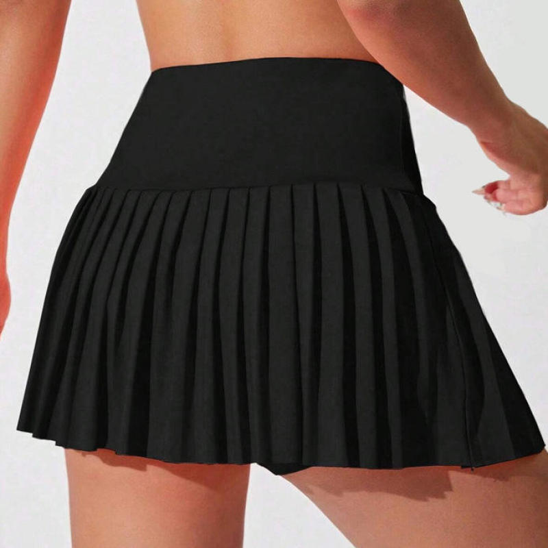 Sportswear nylon Pleated Tennis Skirt Manufacturer | Women's black Running High Waisted Lightweight Skirt For Girl Factory - 图片 3