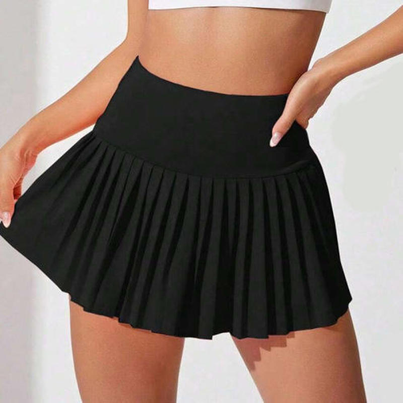 Sportswear nylon Pleated Tennis Skirt Manufacturer | Women's black Running High Waisted Lightweight Skirt For Girl Factory - 图片 2