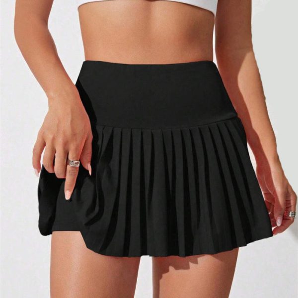 Sportswear nylon Pleated Tennis Skirt Manufacturer | Women's black Running High Waisted Lightweight Skirt For Girl Factory
