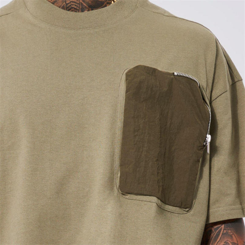Custom Logo Clothes Men Utility Pocket T-shirt Manufacturers | High Street Heavy Weight Cotton T-Shirts factory - 图片 3